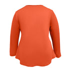 Plus Size V-Neck Tunic Top - Loose Fit Casual Blouse With Button Detail & Pleats For Spring Fall