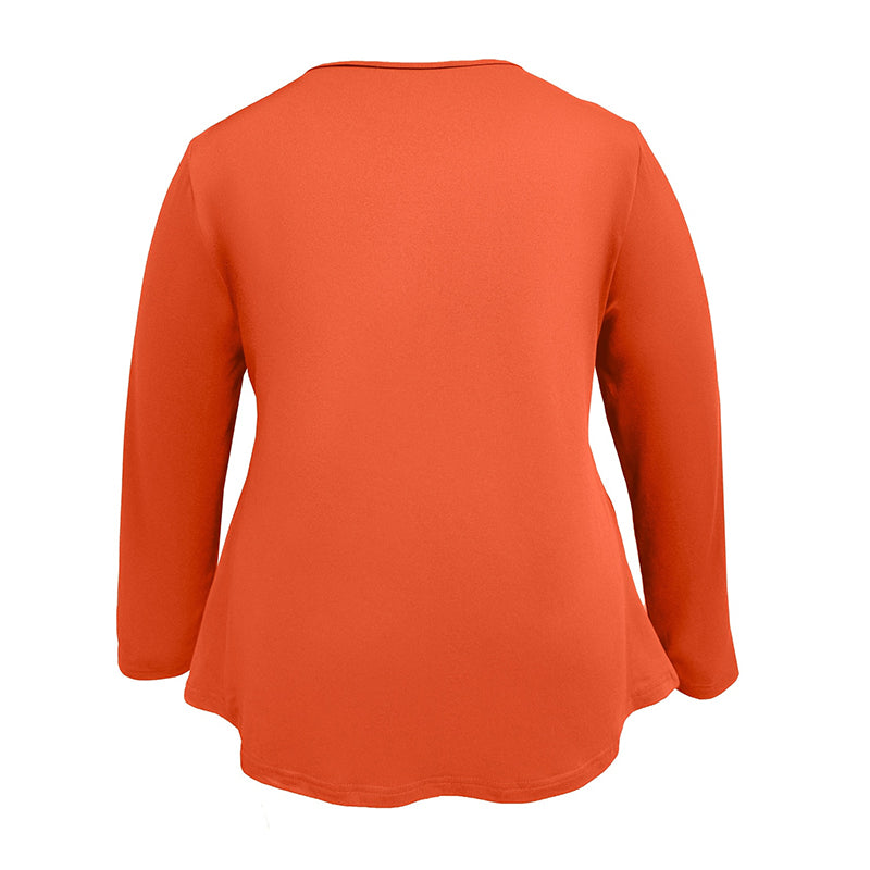 Plus Size V-Neck Tunic Top - Loose Fit Casual Blouse With Button Detail & Pleats For Spring Fall