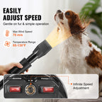 Dog Dryer, 2800W/4.3HP Dog Blow Dryer, Pet Grooming Dryer With Adjustable Speed And Temperature Control, Pet Hair Dryer With 4 Nozzles And Extendable Hose, Grey And Black