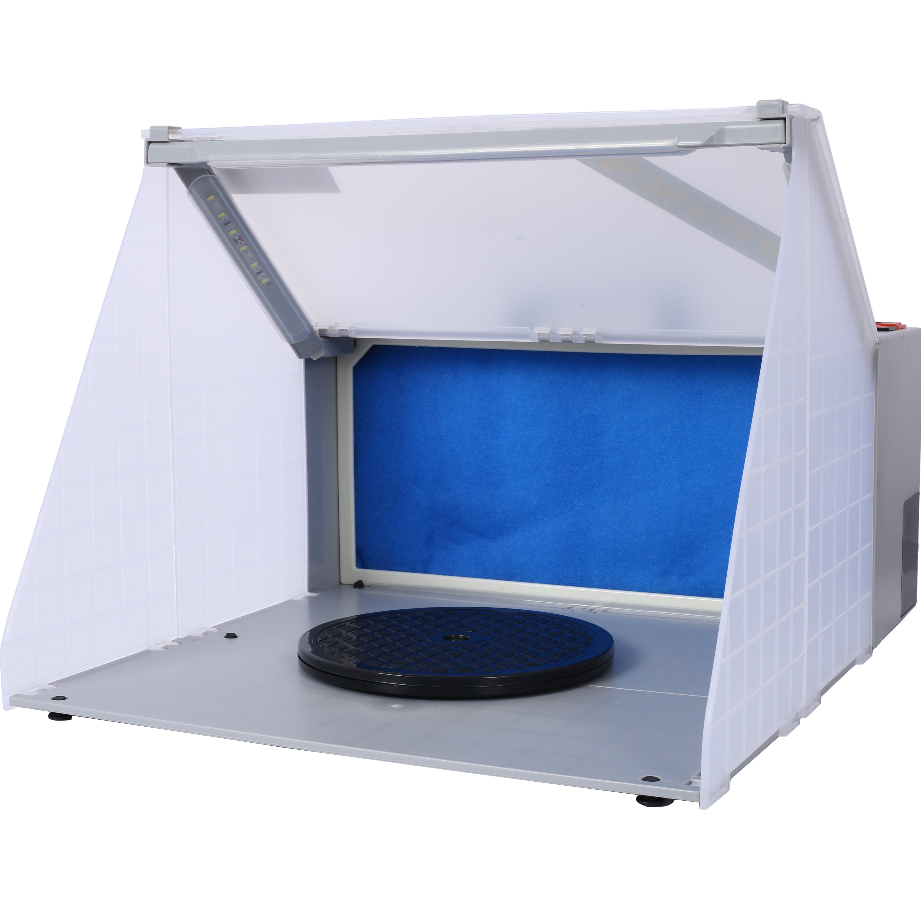 Portable Airbrush Spray Booth With 3 LED Lights, Extra Replaceable Extra Filter Pad, Turn Table And 6ft Exhaust Extension Hose For Hobby, Painting, Art Craft