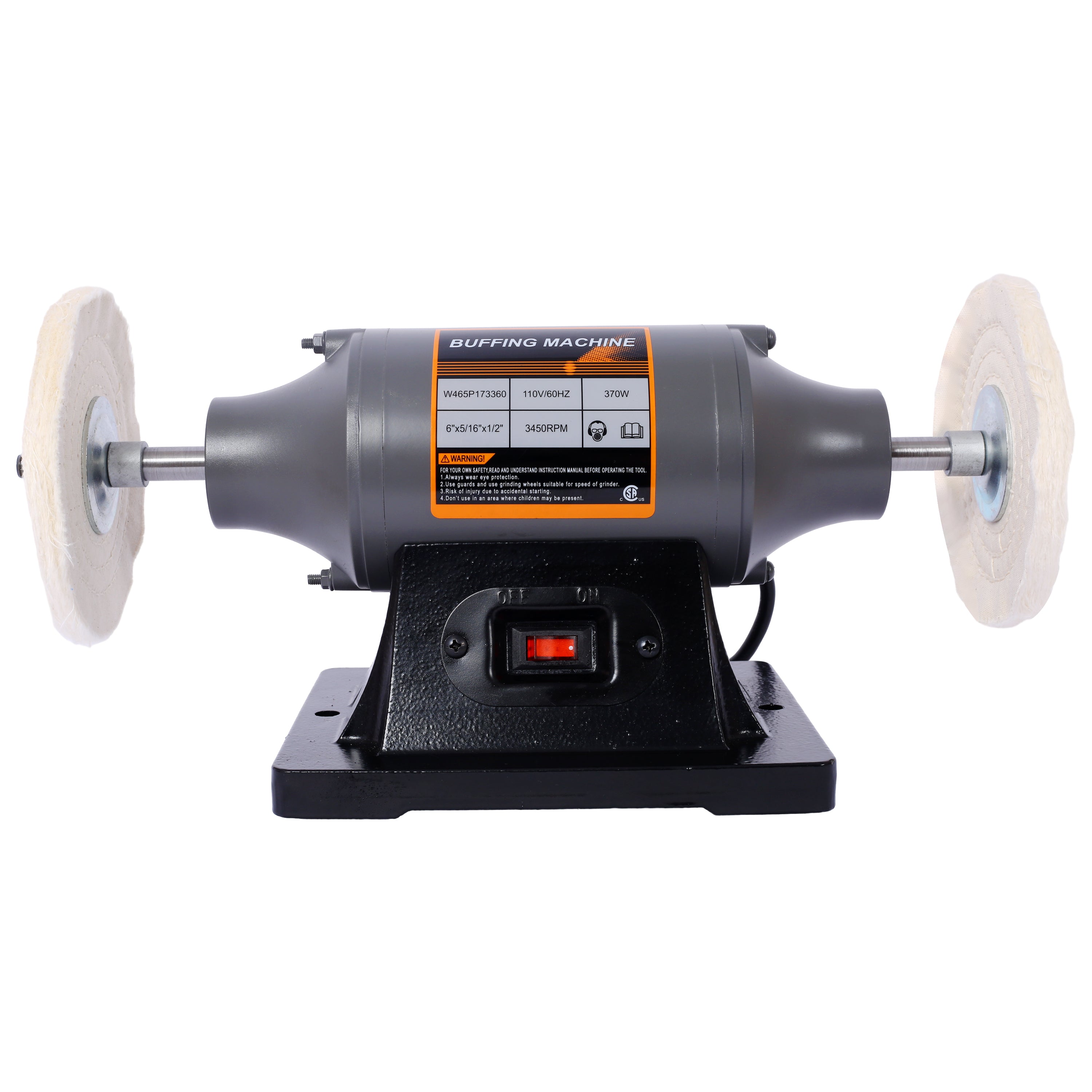 6-Inch Electric Polisher Bench Buffer Grinder  - Includes 4PCs 80Ply Thic Buffing Wheels  Ideal Benchtop Buffing Machine For Polishing  Metal, Jewelry, Knives, Wood, Jade, And Plastic.CSA Certificated