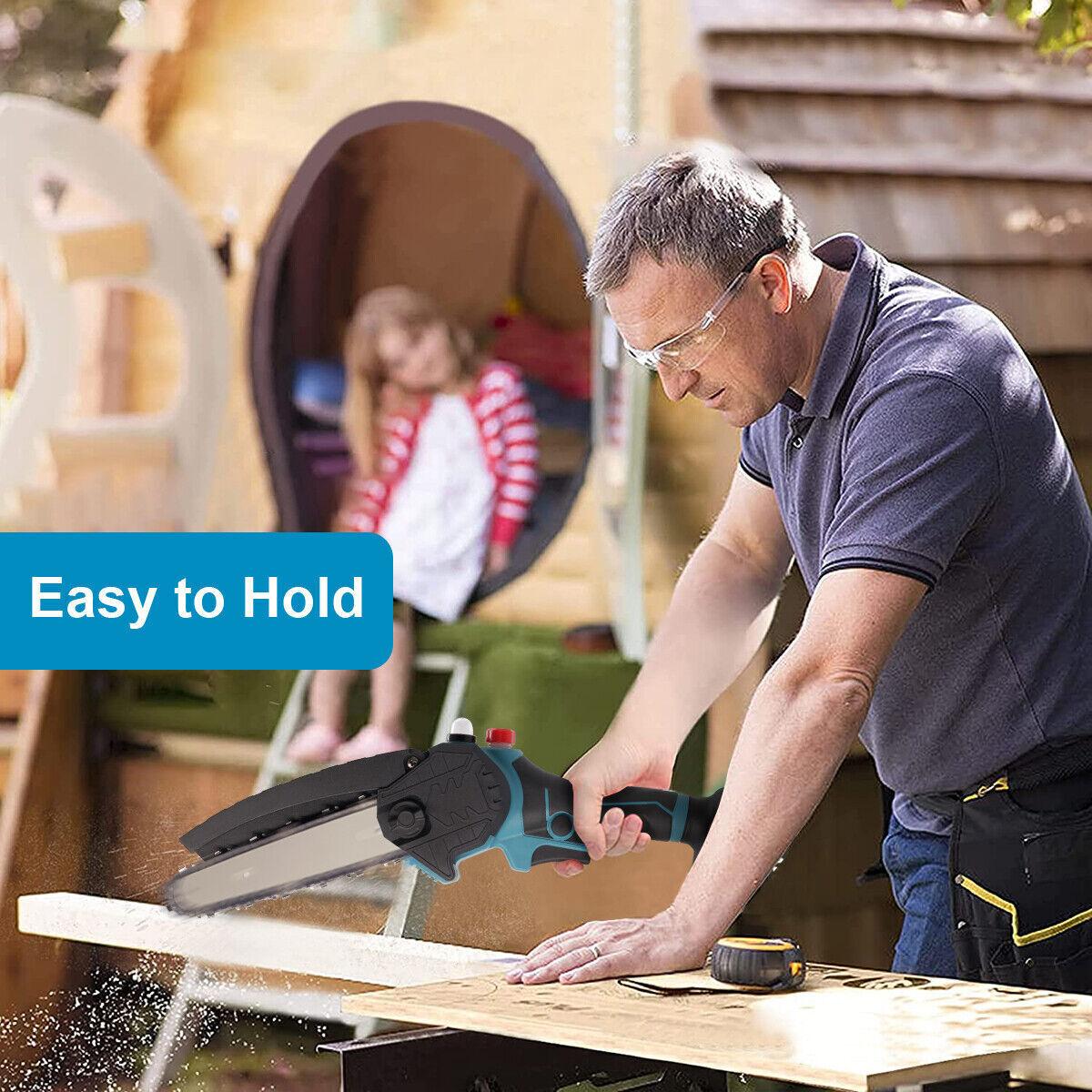 2 Batteries 6'' 4000W Mini Cordless Chainsaw Electric One-Hand Saw Wood Cutter