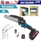 2 Batteries 6'' 4000W Mini Cordless Chainsaw Electric One-Hand Saw Wood Cutter