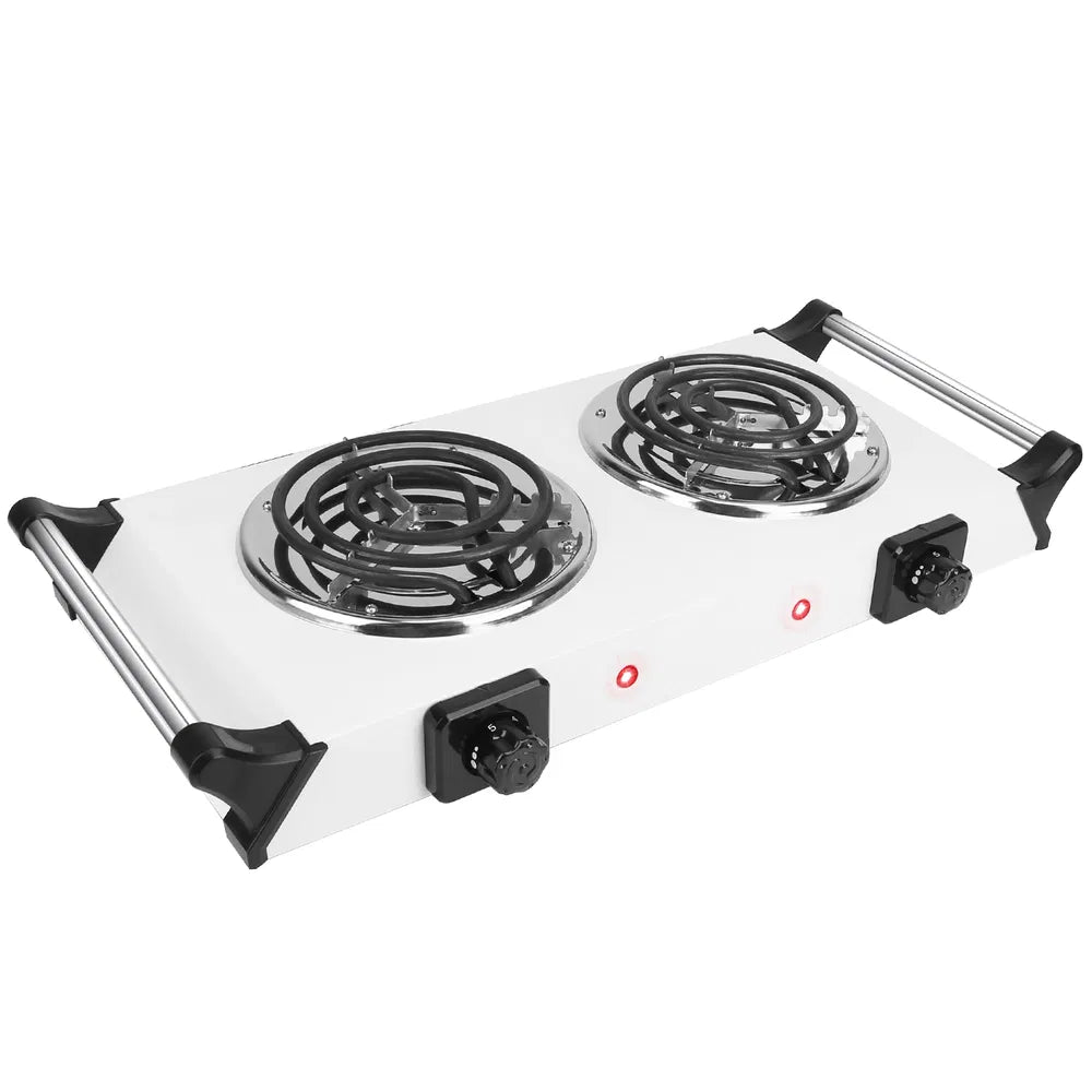 2000W Electric Dual Burner Portable Coil Heating Hot Plate Stove Countertop RV Hotplate With 5 Temperature Adjustments Portable Handles