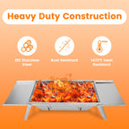 1 Set 3 In 1 Foldable Charcoal Grill Fire Pit Slow Cooker 2-3 People Portable Camping Grill Stainless Steel BBQ Grill For Camping Tailgating Yard