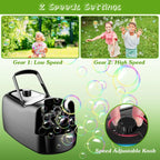 Bubble Maker Automatic Bubble Blower Portable Bubble Blowing Machine With 2 Speeds Handle 3000-4000 Bubbles Per Minute Plug-In Battery Powered