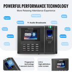 Time Clock, Employee Attendance Machine With Fingerprint, RFID And PIN Punching In One, Standalone Biometric Clock In Machine For Employees Small Business With 5 RFID Cards & No Monthly Fees