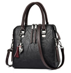Vintage Handbag Women PU Leather Tassel Top-handle Bag Fashion Lady Tote Luxury Large Capacity Shoulder Bag