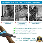 2 Batteries 6'' 4000W Mini Cordless Chainsaw Electric One-Hand Saw Wood Cutter