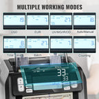 Money Counter Machine, Bill Counter With UV, MG, IR And DD Counterfeit Detection, USD & EUR Cash Counting Machine With Add And Batch Modes, Large LCD & External Display