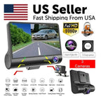 1080P 4  Dual Lens HD Car DVR Rearview Video Dash Cam Recorder Camera G Sensor