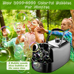 Bubble Maker Automatic Bubble Blower Portable Bubble Blowing Machine With 2 Speeds Handle 3000-4000 Bubbles Per Minute Plug-In Battery Powered