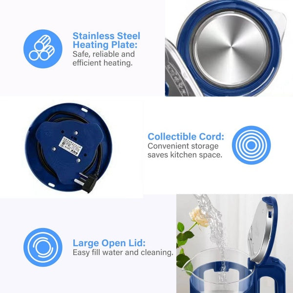 2.3L Electric Glass Kettle Glass Fast Boil LED Lights Indicator