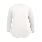 Plus Size V-Neck Tunic Top - Loose Fit Casual Blouse With Button Detail & Pleats For Spring Fall