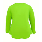 Plus Size V-Neck Tunic Top - Loose Fit Casual Blouse With Button Detail & Pleats For Spring Fall