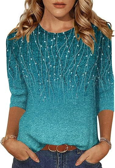 Women's Three-quarter Sleeve T-shirt Top
