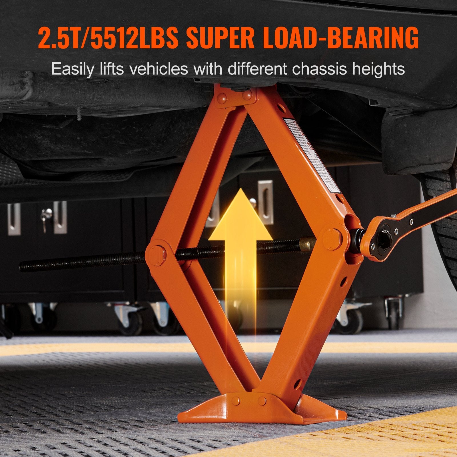 Scissor Jack, 2.5 Ton 2500 Kg Scissor Car Jack, 9.4 Cm-43.4 Cm Lifting Range Scissor Lift Jack With Ratcheting Handle And L-Wrench, Portable Tire Jack For Cars Trucks Sedans MPVs
