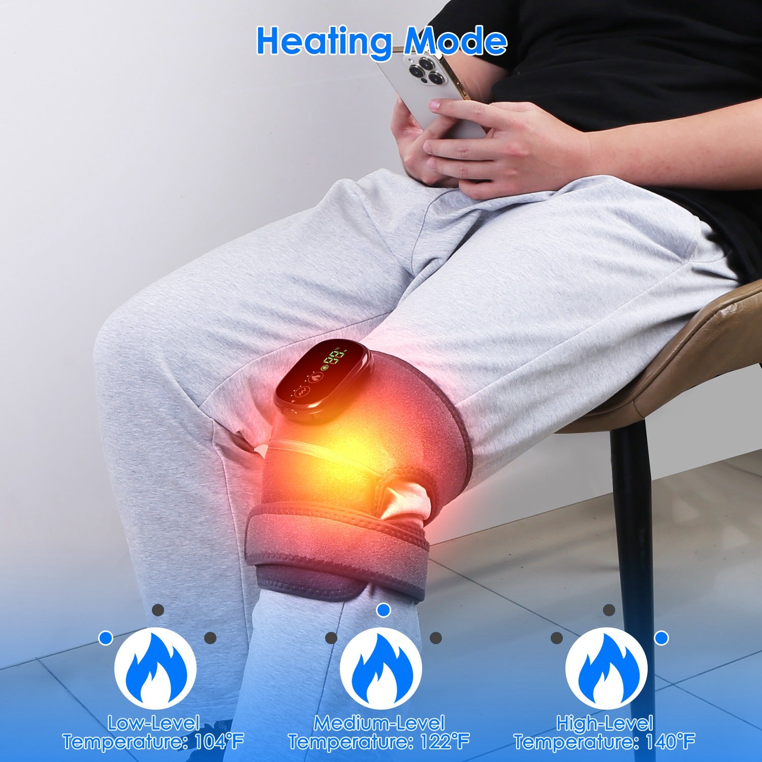 3-In-1 Heated Knee Massager Shoulder Heating Pads Elbow Brace With 3 Level Vibration And Heating Modes For Pain Stress Relief