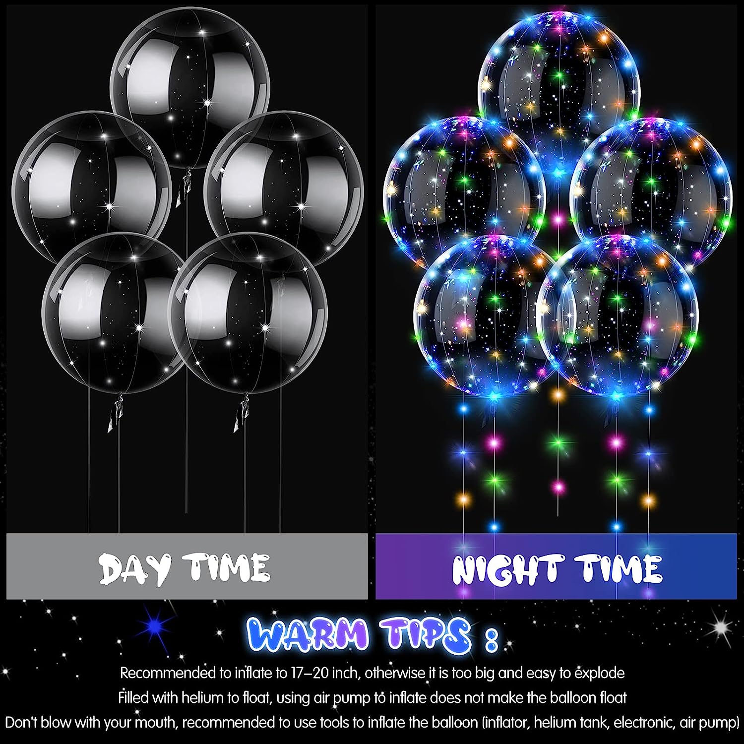 10PCS LED Light Up Balloons Clear Balloons Helium Bubble Glow Balloons With String Lights For Birthday Wedding Party Decorations