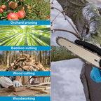 2 Batteries 6'' 4000W Mini Cordless Chainsaw Electric One-Hand Saw Wood Cutter