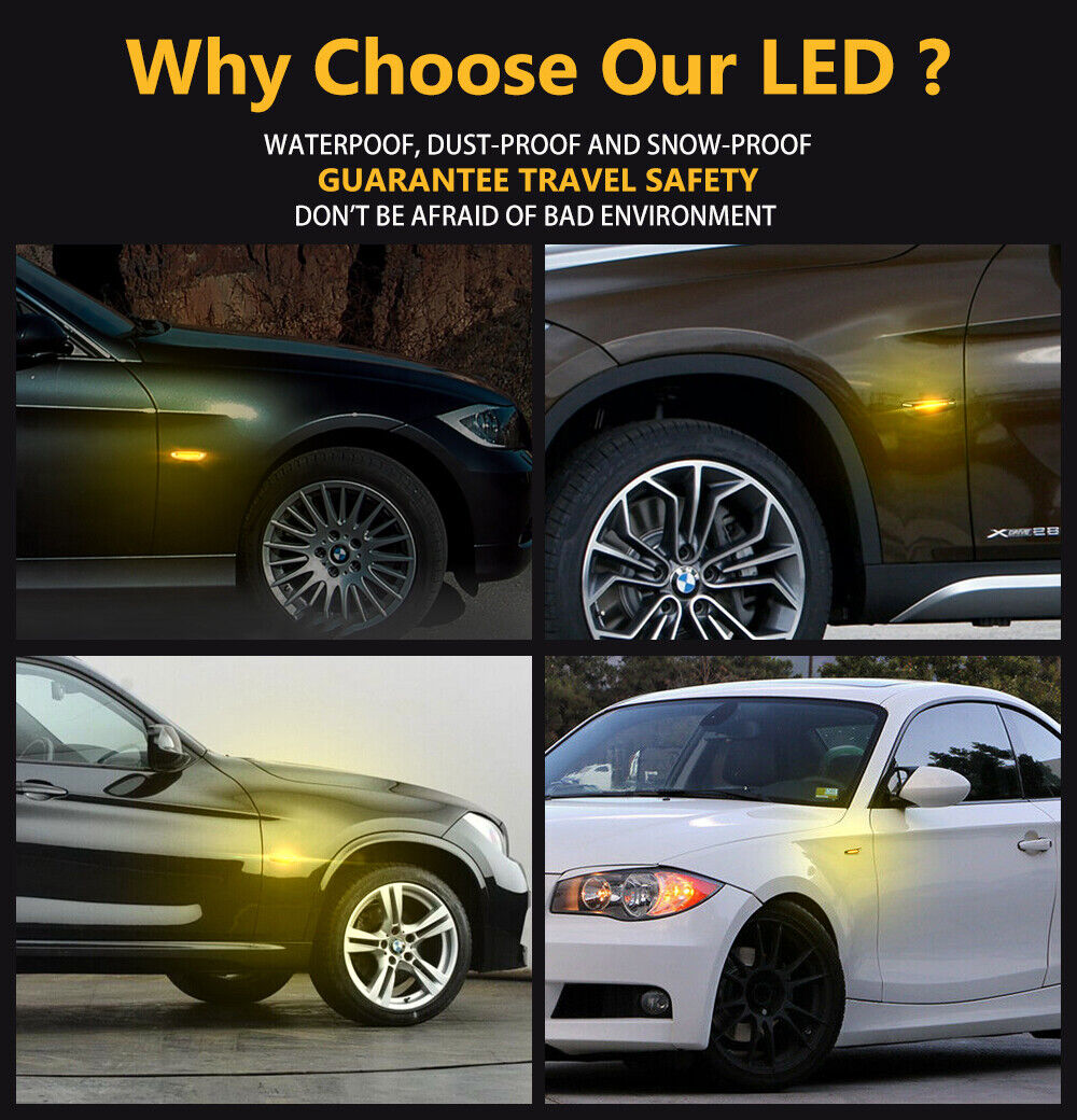 2 Smoke LED Side Marker Turn Signal Light Replacement For BMW E90 E91 E93