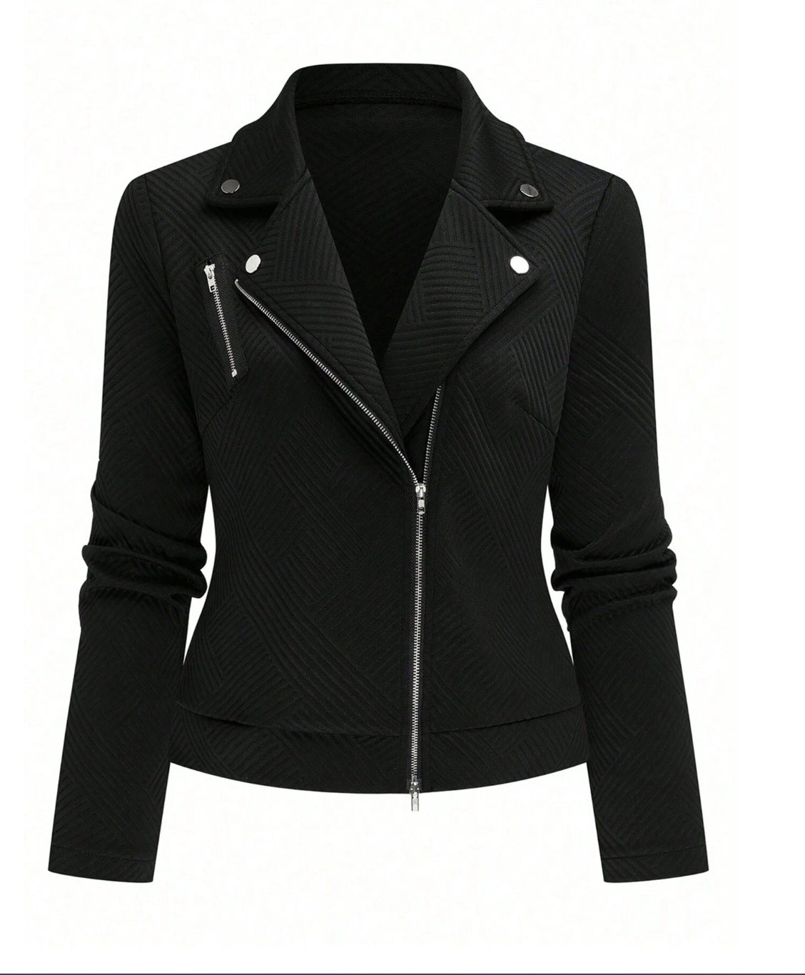 Women's Oblique Zipper Fastener Decoration Slim Casual Jacket