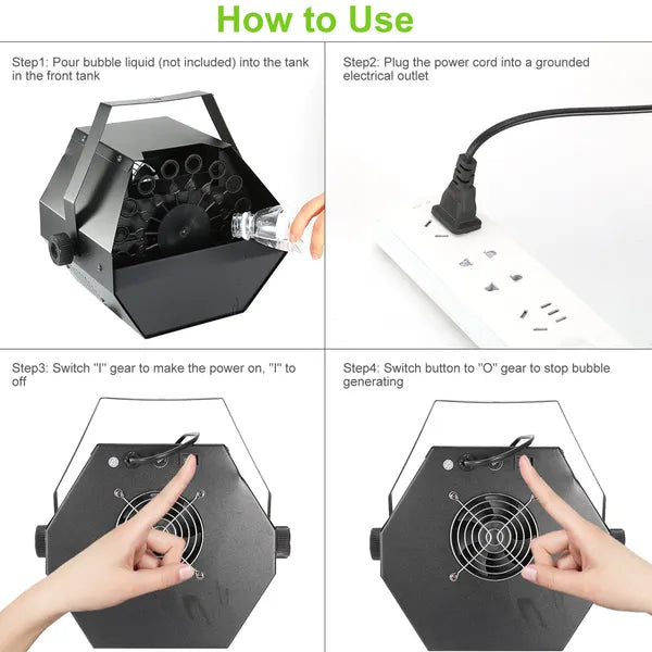 Automatic Bubble Machine 25W Pro Bubble Blower Maker W/ Handle For DJ DISCO Stages Wedding Kids Birthday Parties