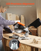 Compound Miter Saw 10-Inch Blade 15 Amp Motor 60-Tooth Corded Single Bevel 0-45°