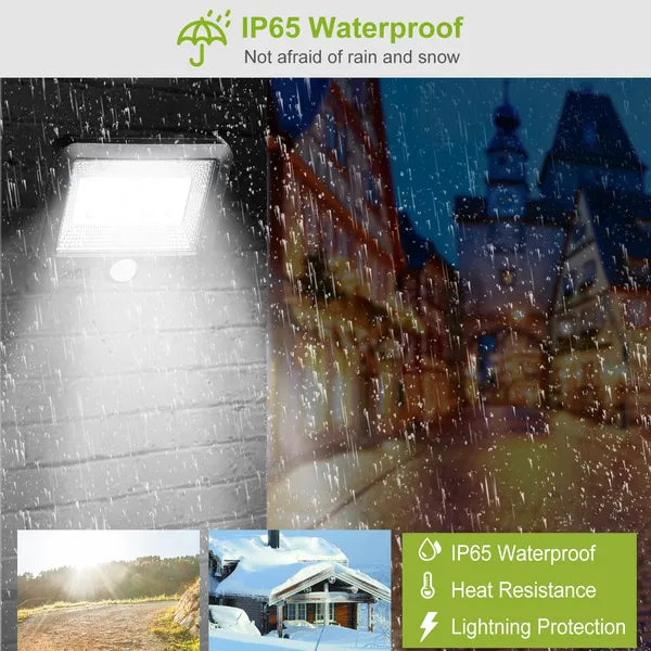 Solar Powered Wall Lights Outdoor 100 LED Beads Motion Sensor Lamp IP65 Waterproof Dusk To Dawn Sensor Light