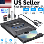 External CD DVD Drive USB 3.0 Writer Burner Player For PC Laptop Windows 11 10