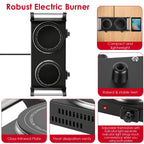 1800W Electric Double Burner Portable Heating Hot Plate Stove Countertop RV Hotplate With 5 Temperature Stepless Adjustments Portable Handles