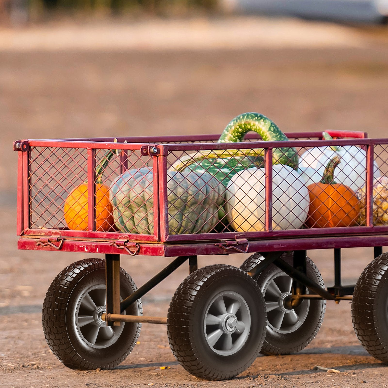 Solid PU Run-Flat Tire Wheel, 10', 2-Pack, 180 Lbs Dynamic Load, 220 Lbs Static Load, Flat Free Tubeless Tires And Wheels For Hand Truck, Utility Cart, Dollies, Garden Trailers, Various Carts