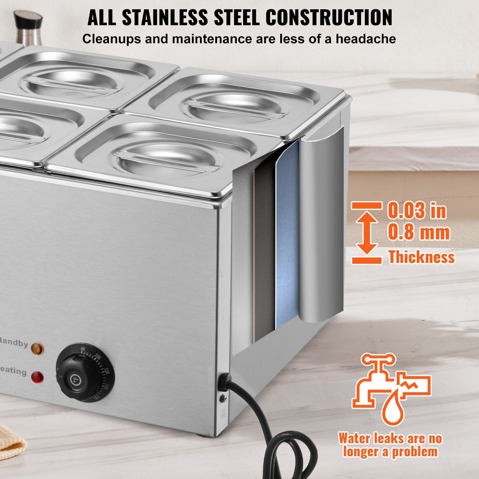 Commercial Electric Food Warmer 6-Pan Countertop Buffet 14.3QT Bain Marie