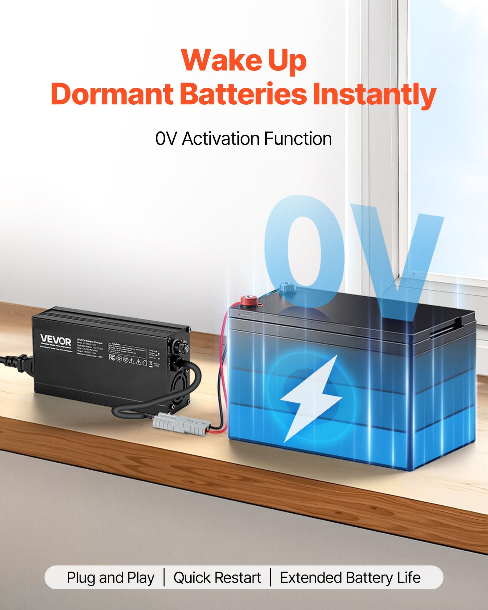 12V 10A Lithium Battery Charger 14.6V AC-DC LiFePO4 Smart Charger For RV