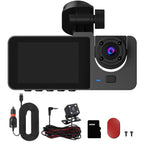 3 Channel Dash Cam Front Inside Rear Vehicle Driving Recorder Car DVR With 32G MMC Card G Sensor Motion Detection Parking Monitor Loop Recording