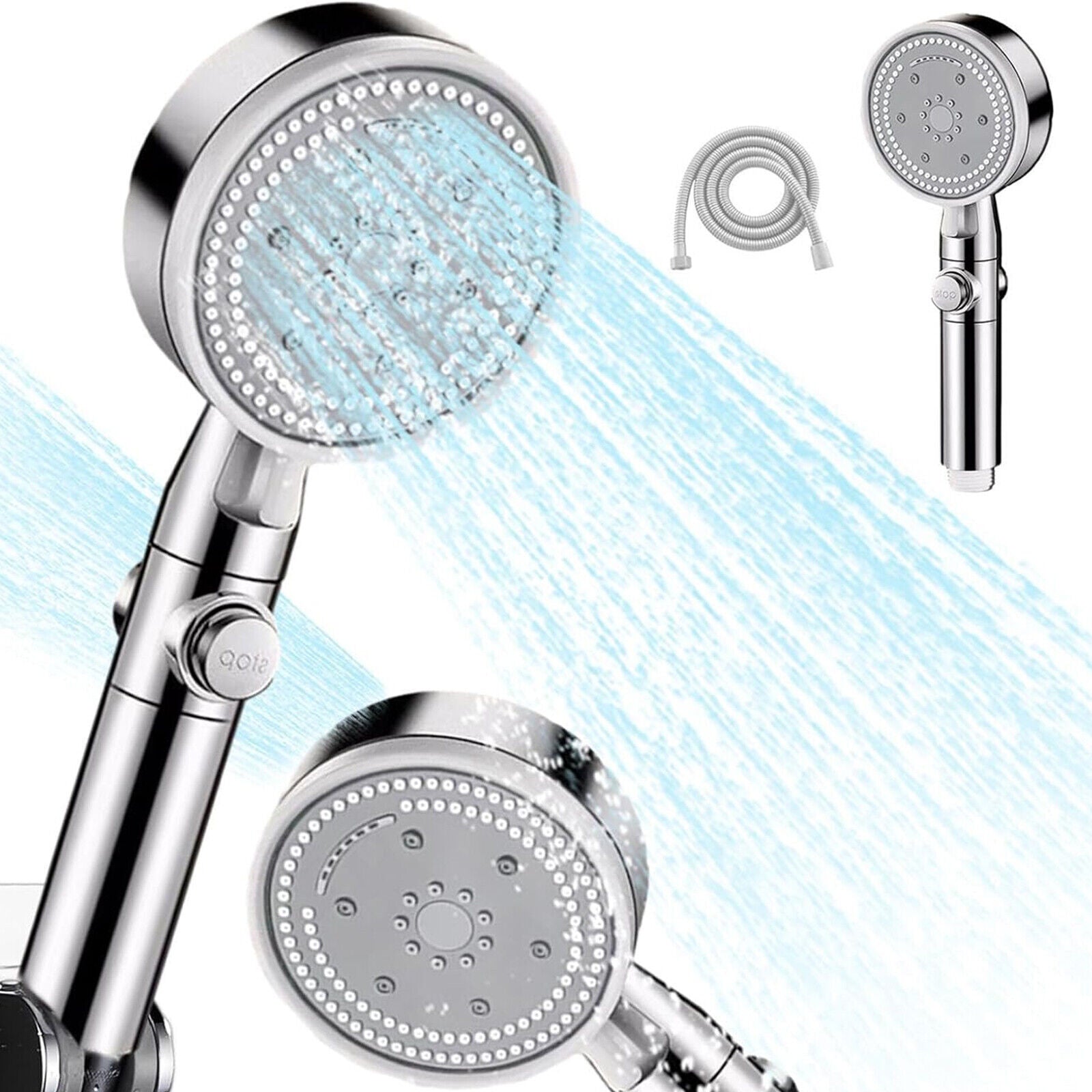 Bath High Pressure Shower Head 5 Mode LARGE Chrome Handset Heads Water Saving