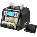 Money Counter Machine, Bill Counter With UV, MG, IR And DD Counterfeit Detection, USD & EUR Cash Counting Machine With Add And Batch Modes, Large LCD & External Display