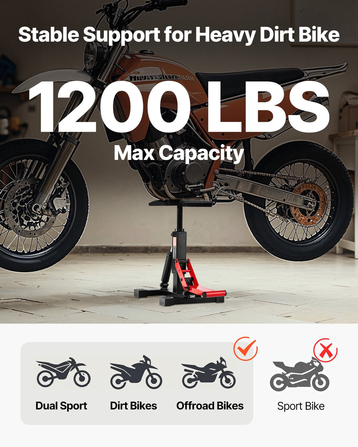 Dirt Bike Lift Stand, Motorcycle Jack Lift Stand 1200lbs Capacity And Hydraulic Lift Operation, Hoist Table Adjustable Height 9.8"-18.3" For Dirtbike Repair, Maintenance, Dirt Bike Accessories