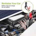 Outdoor Solar Panel 12V 25W Car Battery Charger IP68 Waterproof W/ 3.0A Dual USB Charging Clip Line
