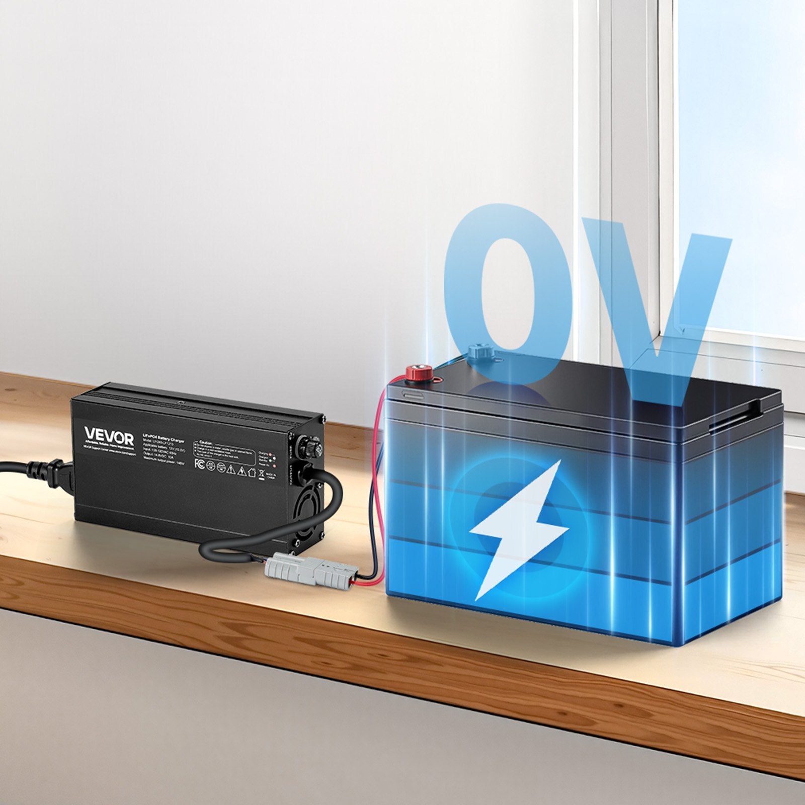 12V 10A Lithium Battery Charger 14.6V AC-DC LiFePO4 Smart Charger For RV