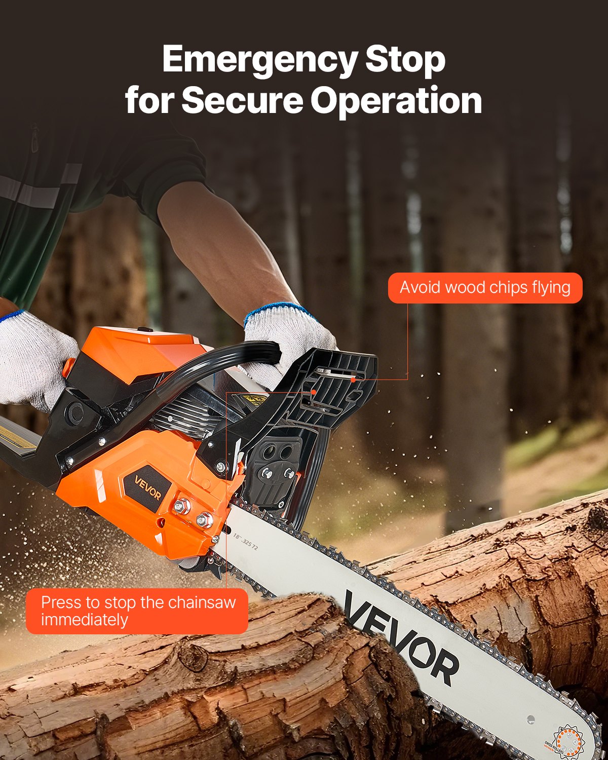 52 Cc Gas Chainsaw, 18 Inch Gas Powered Chainsaw, 2.4 HP Power Chain Saw With Non-Slip Handle, Gas-Powered Chainsaws With Dual Fuel Tanks, For Wood Cutting, Tree Trimming, And Land Clearing