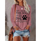 Women Dog Lover Graphic Shirt Cute Dog Paw Shirts Pullover Casual Long Sleeve Tee Tops