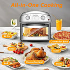 Stainless Steel 12-Liter Air Fryer, Dual Knob Control, 450°F Temperature Range, 60-Min Timer, Presets For French Fries, Pizza, Chicken, Fish, And Toast, Family-Sized Capacity Oven