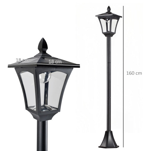 Outsunny Outdoor Garden Solar Post Lamp Sensor Dimmable LED Lantern Bollard Pathway 1.6M Tall  Black