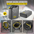 Jerry Fuel Can, 5.3 Gallon / 20 L Portable Jerry Gas Can With Flexible Spout System, Rustproof ＆ Heat-resistant Steel Fuel Tank For Cars Trucks Equipment, Black