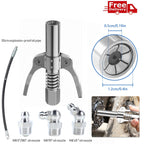 Grease Gun Coupler Double Handle High Pressure Quick Release Lock Nozzles With Hose