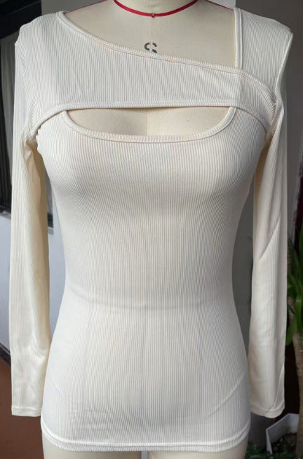 Irregular Slim Fit Long-sleeved T-shirt Top