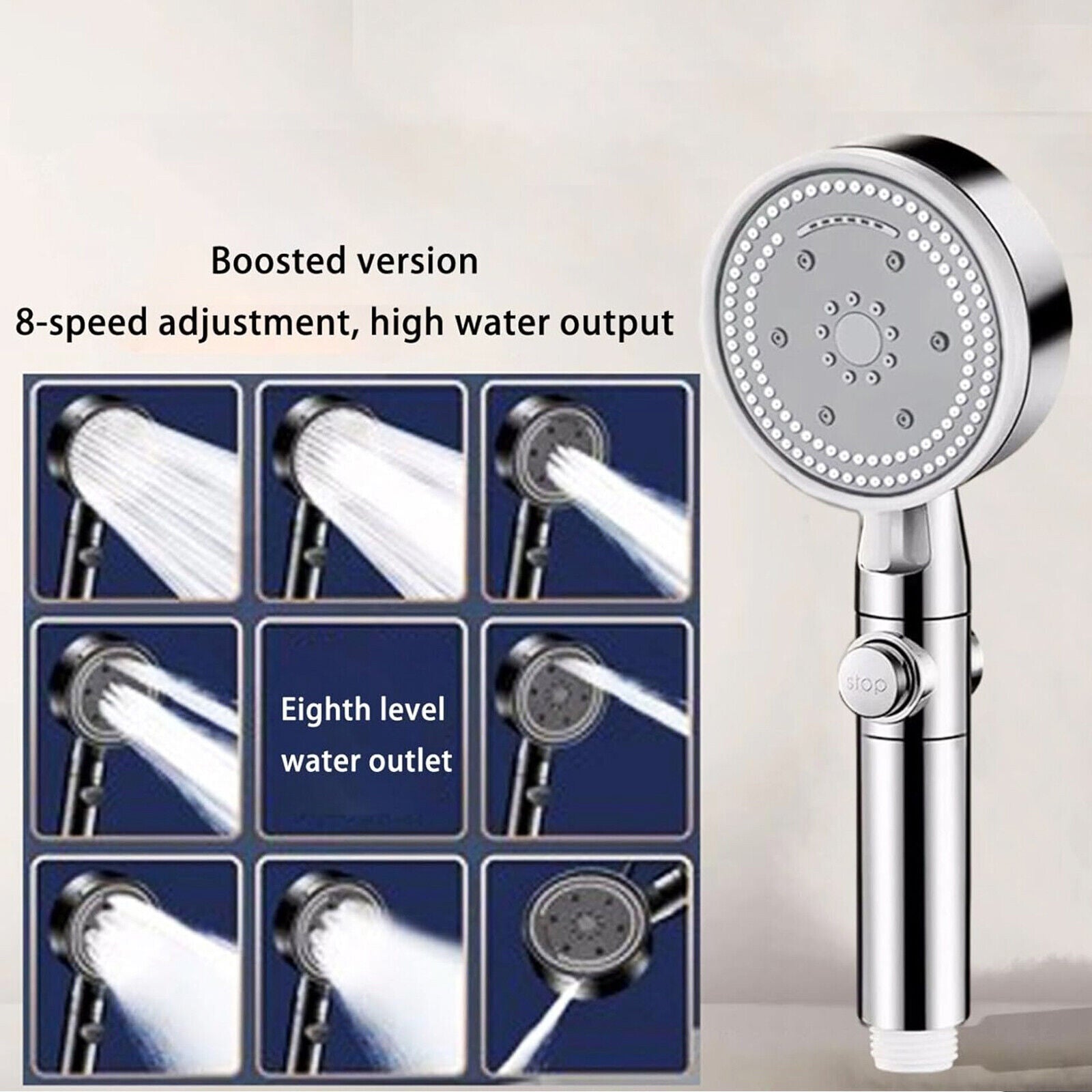 Bath High Pressure Shower Head 5 Mode LARGE Chrome Handset Heads Water Saving