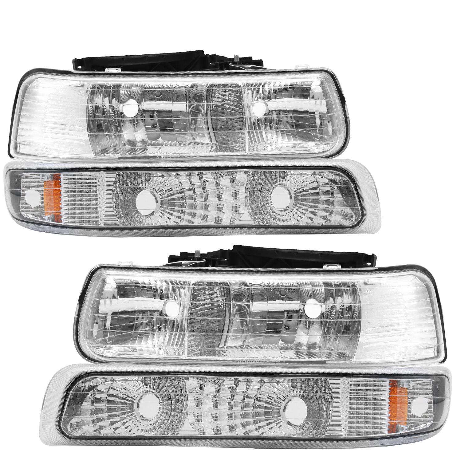 For 1999-2002 Chevy Silverado Pair Halogen Headlights Left Right Side