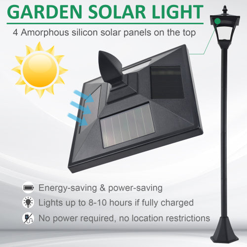 Outsunny Outdoor Garden Solar Post Lamp Sensor Dimmable LED Lantern Bollard Pathway 1.6M Tall  Black